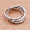 Combination Pattern Sterling Silver Band Ring
